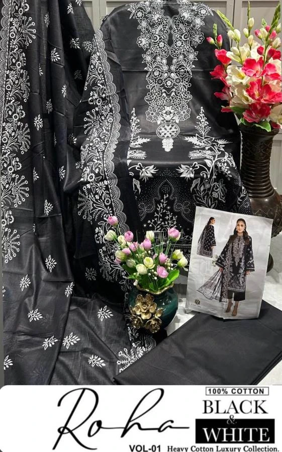 Keval Roha Black and White Vol 1 Cotton Wholesale Pakistani Readymade Salwar Suit Catalog — Wholesale Salwar Suits, Keval Fab wholesale from Surat - Gallery Image 2